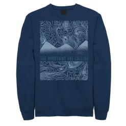 Men's Mountains Are Calling Line Art Fleece