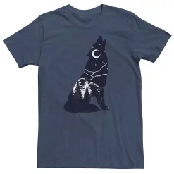 Men's Wolf Silhouette Night Sky Fill Tee