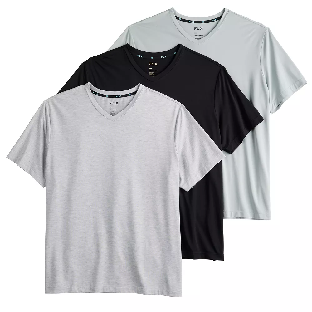 Big & Tall FLX 3-Pack Dynamic Comfort V-Neck Tee Set - Image 2