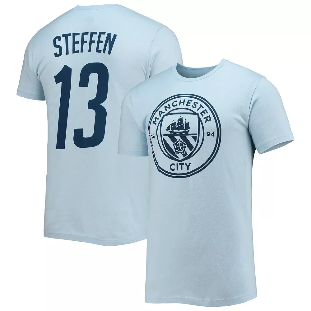 Men's Zack Steffen Light Blue Manchester City Name & Number T-Shirt